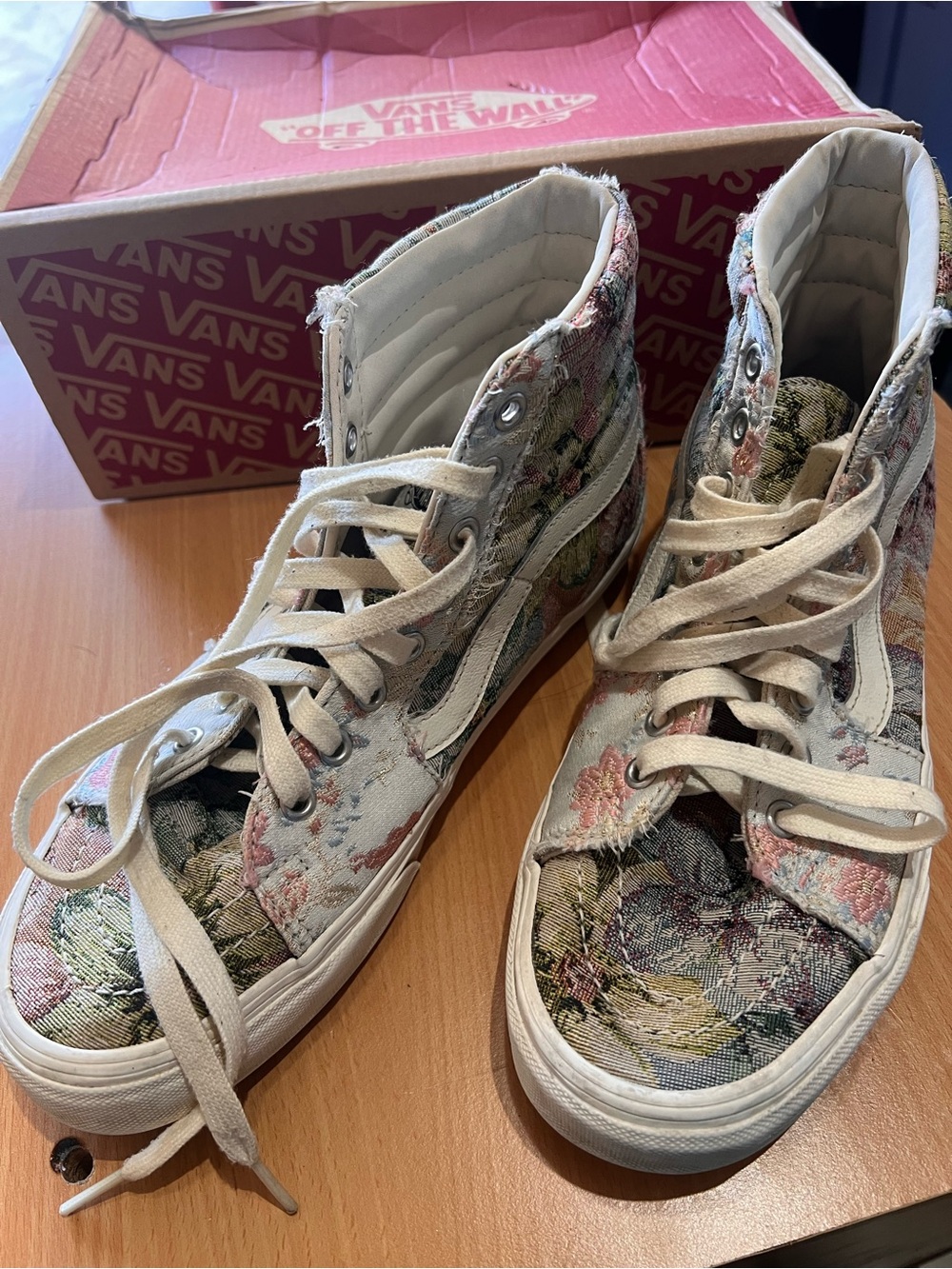Vans High-Top Floral Tapestry Sneakers in Pink, Green, Cream